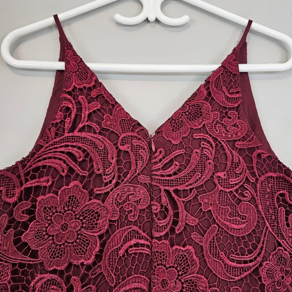 REVOLVE Dress The Population Burgundy French Floral Lace Mini Dress Sz. Large - Picture 8 of 12